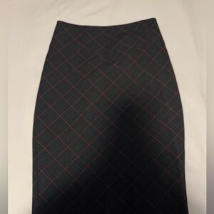 4, Black and Red Checkered Pencil Skirt